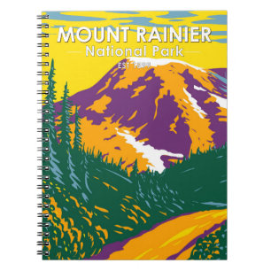 Mount Rainier National Park Washington Retro Notitieboek