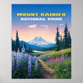 Mount Rainier National Park Washington Retro Poster (Voorkant)