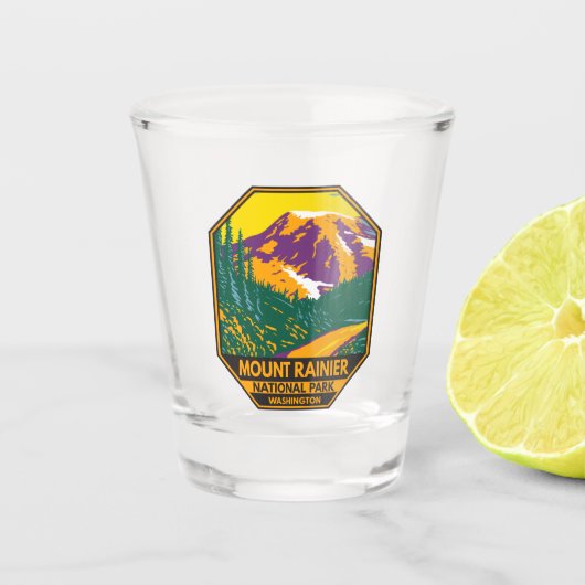 Mount Rainier National Park Washington Retro Shot Glas (Voorkant)