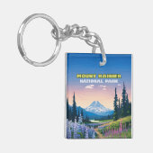 Mount Rainier National Park Washington Retro Sleutelhanger (Voorkant Links)