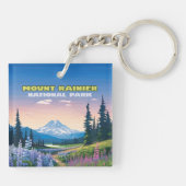 Mount Rainier National Park Washington Retro Sleutelhanger (Achterkant)