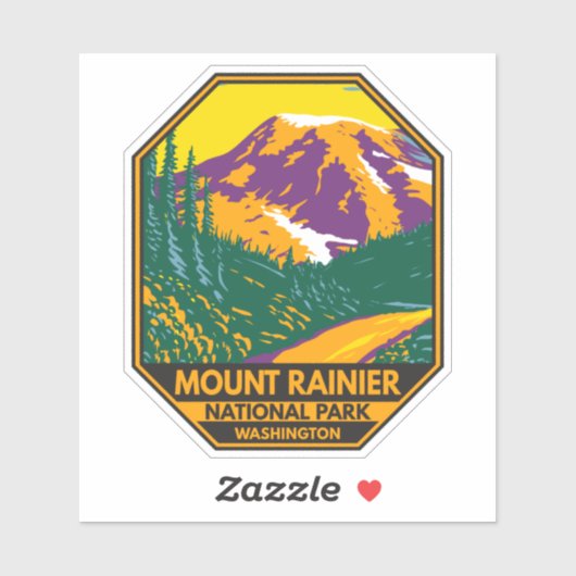 Mount Rainier National Park Washington Retro Sticker (Vel)