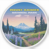 Mount Rainier National Park Washington Retro Sticker (Voorkant)
