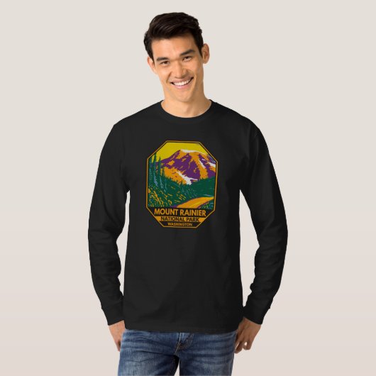 Mount Rainier National Park Washington Retro T-shirt (Voorkant volledig)