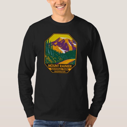 Mount Rainier National Park Washington Retro T-shirt (Voorkant)