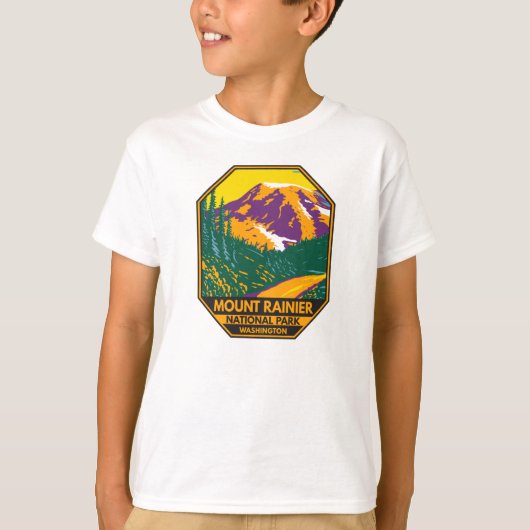 Mount Rainier National Park Washington Retro T-shirt (Voorkant)