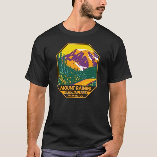 Mount Rainier National Park Washington Retro T-shirt (Voorkant)