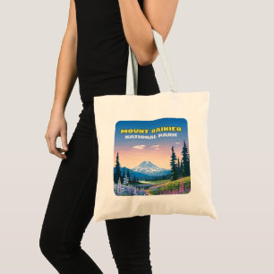 Mount Rainier National Park Washington Retro Tote Bag