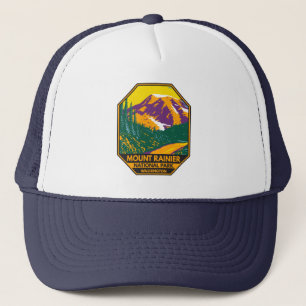 Mount Rainier National Park Washington Retro Trucker Pet