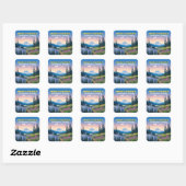 Mount Rainier National Park Washington Retro Vierkante Sticker (Vel)