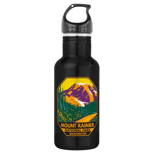 Mount Rainier National Park Washington Retro Waterfles (Voorkant)