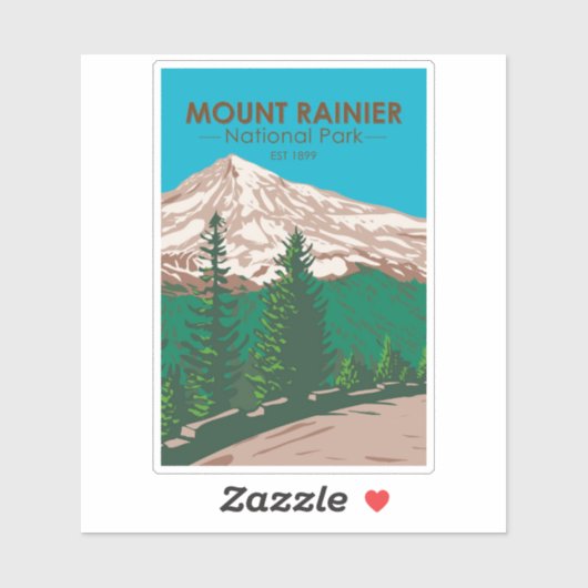 Mount Rainier National Park Washington  Sticker (Vel)