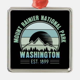 Mount Rainier National Park Washington USA Retro Metalen Ornament