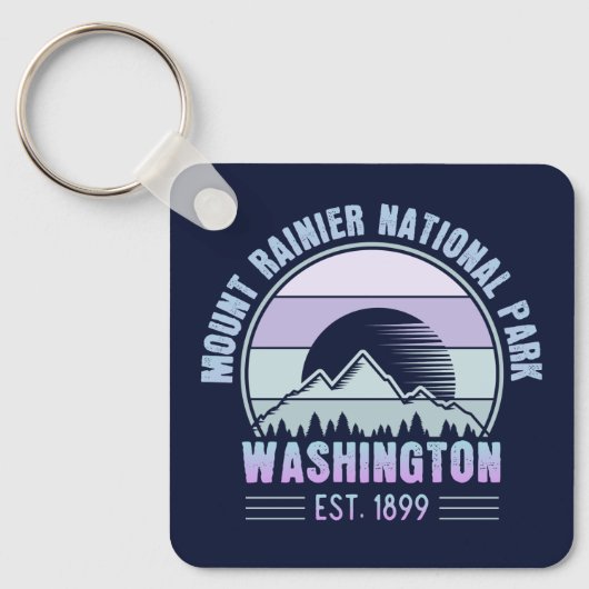 Mount Rainier National Park Washington USA Retro Sleutelhanger (Voorkant)