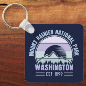 Mount Rainier National Park Washington USA Retro Sleutelhanger (Voorkant)