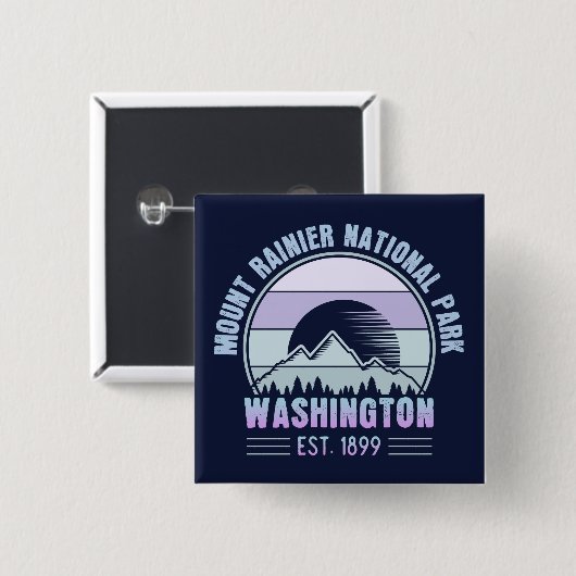 Mount Rainier National Park Washington USA Retro Vierkante Button 5,1 Cm (Voorkant /achterkant)