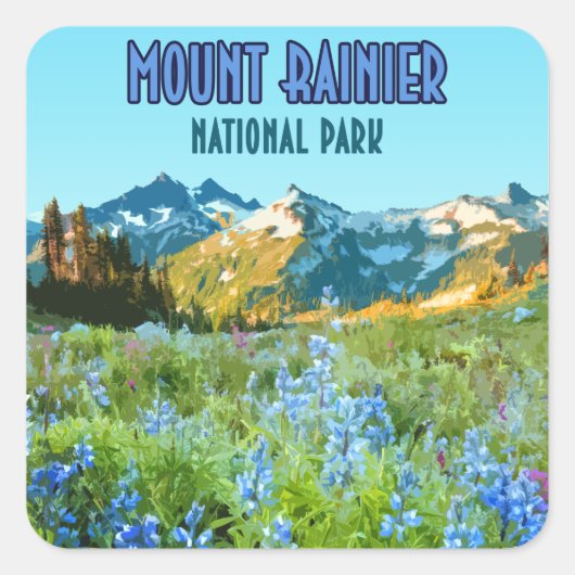 Mount Rainier National Park Washington  Vierkante Sticker (Voorkant)
