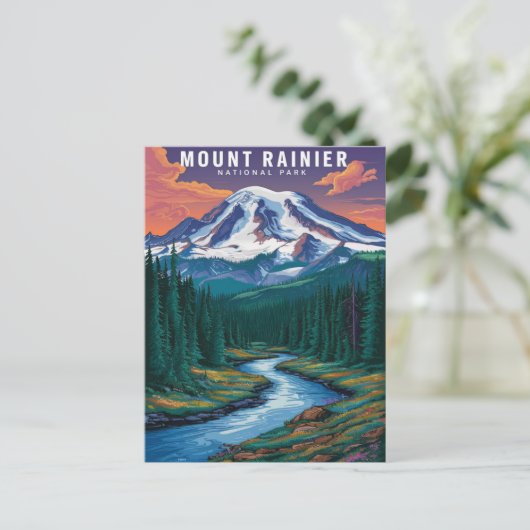 Mount Rainier National Park Waterverf Briefkaart (Staand voorkant)
