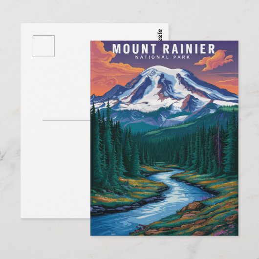 Mount Rainier National Park Waterverf Briefkaart (Voorkant / Achterkant)