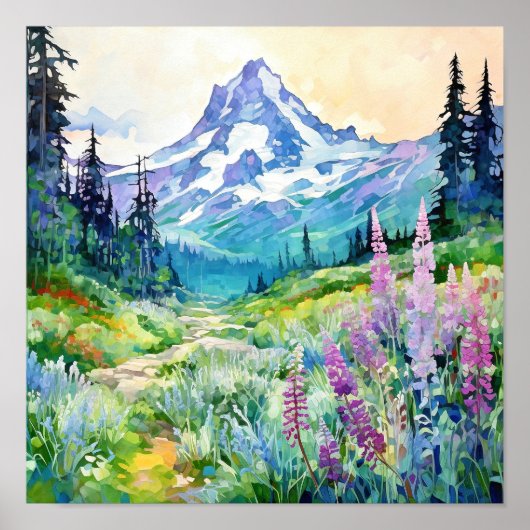 Mount Rainier National Park Waterverf Poster (Voorkant)