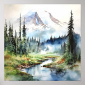Mount Rainier National Park Waterverf Poster (Voorkant)