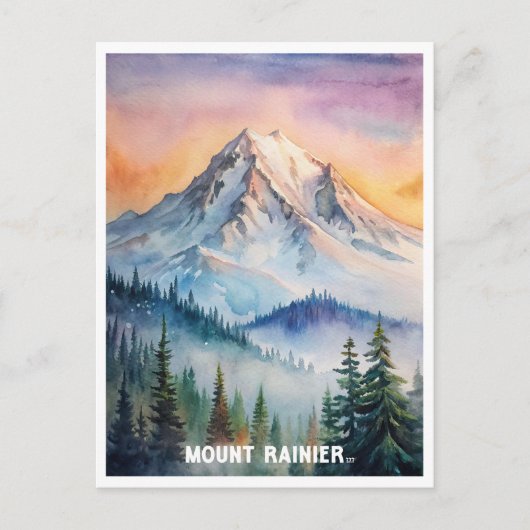 Mount Rainier National Park Waterverf schilderij Briefkaart (Voorkant)