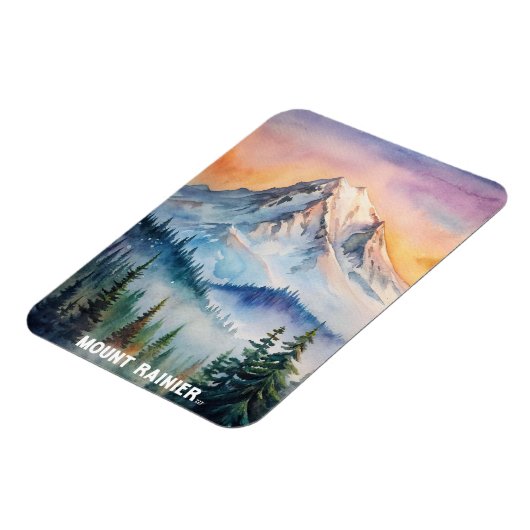 Mount Rainier National Park Waterverf schilderij Magneet (Linkerzijde)