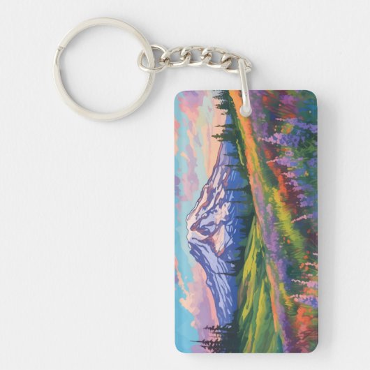 Mount Rainier National Park Waterverf Sleutelhanger (Voorkant)