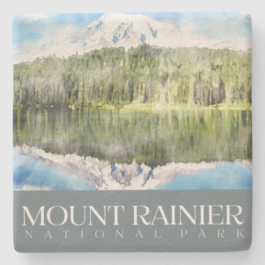 Mount Rainier Onderzetter, National Park Stone Ond Stenen Onderzetter (Voorkant)