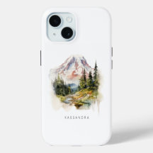 Mount Rainier PNW Waterverf landschap gepersonalis