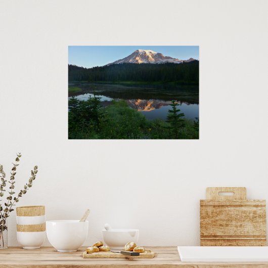 Mount Rainier Reflecteerde Sunrise II Poster (Keuken)