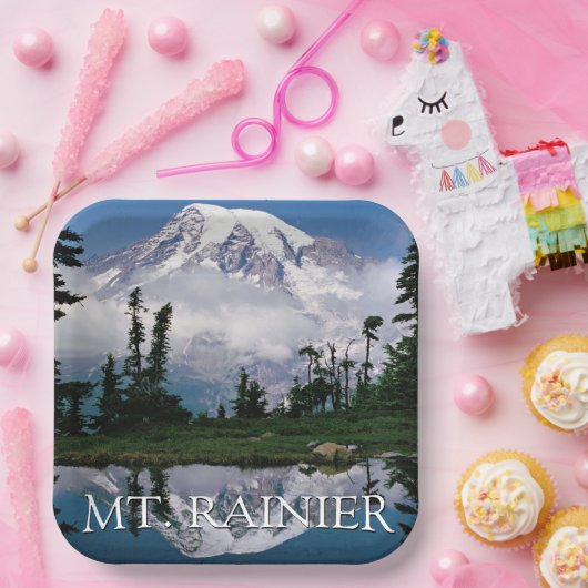 Mount Rainier | Reflectie in een bergvijver Papieren Bordje (Feest)