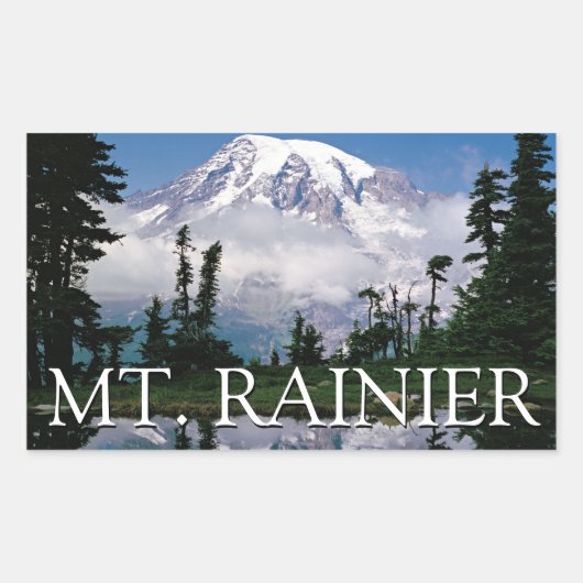 Mount Rainier | Reflectie in een bergvijver Rechthoekige Sticker (Voorkant)