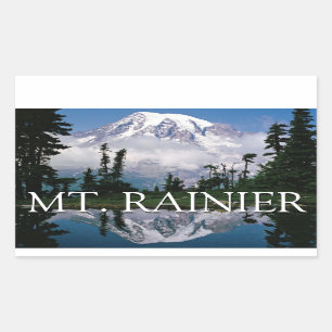 Mount Rainier   Reflectie in een bergvijver Rechthoekige Sticker
