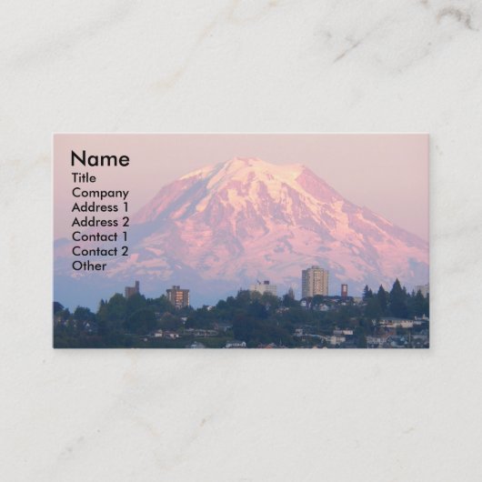 Mount Rainier Roze Alpenglow Landschap Visitekaartje (Voorkant)