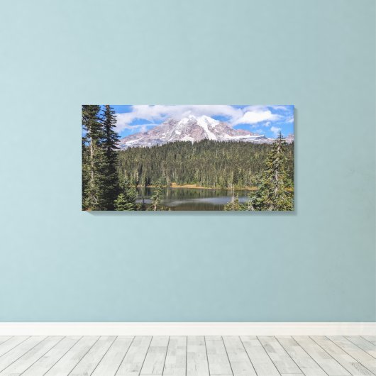 Mount Rainier Scenic Lake Landscape Canvas Afdruk (Insitu (Houten vloer))