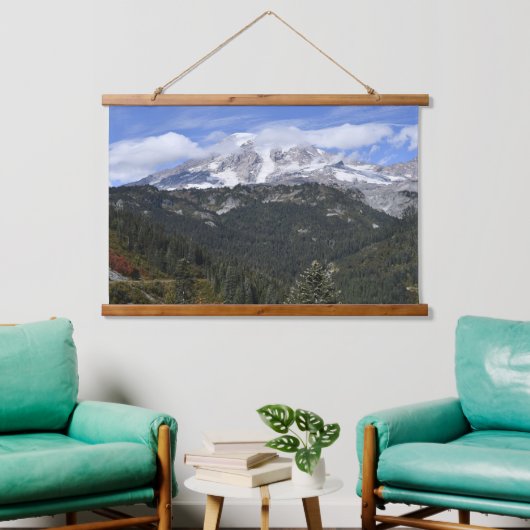 Mount Rainier Schitterend Valleilandschap Hangend Wandkleed (Woonkamer)
