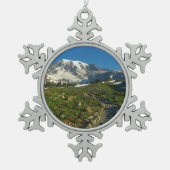 Mount Rainier Skyline Trail Uitzicht Tin Sneeuwvlok Ornament (Voorkant)