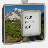 Mount Rainier Skyline Trail Uitzicht Verzilverd Omlijst Ornament (Rechts)