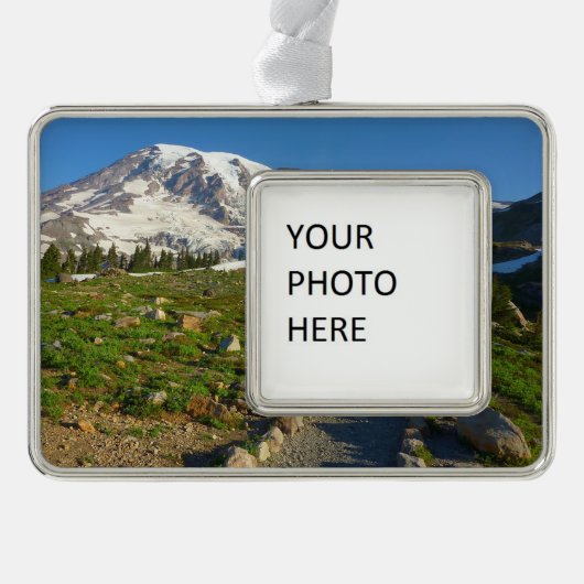 Mount Rainier Skyline Trail Uitzicht Verzilverd Omlijst Ornament (Voorkant)