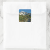 Mount Rainier Skyline Trail Uitzicht Vierkante Sticker (Tas)