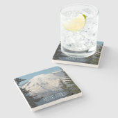 Mount Rainier Snowy Peak Stenen Onderzetter (Zijkant)