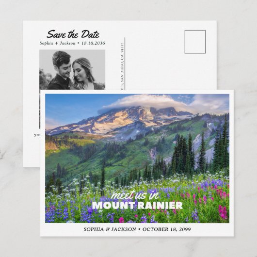 Mount Rainier Trouwweekend Save the Date Briefkaart (Voorkant / Achterkant)