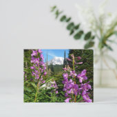 Mount Rainier tussen Paarse Phlox-bloemen Briefkaart (Staand voorkant)