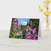 Mount Rainier tussen Paarse Phlox-bloemen Kaart (Gele Bloem)