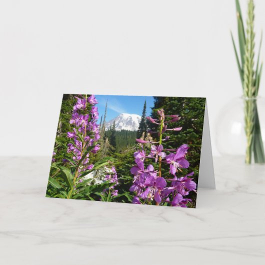 Mount Rainier tussen Paarse Phlox-bloemen Kaart (Voorkant)
