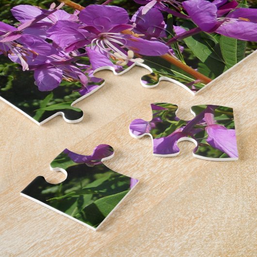 Mount Rainier tussen Paarse Phlox-bloemen Legpuzzel (Zijkant)