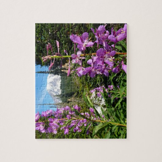 Mount Rainier tussen Paarse Phlox-bloemen Legpuzzel (Verticaal)