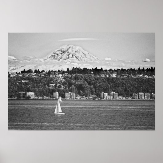 Mount Rainier vanuit Puget Sound, Seattle Washingt Poster (Voorkant)