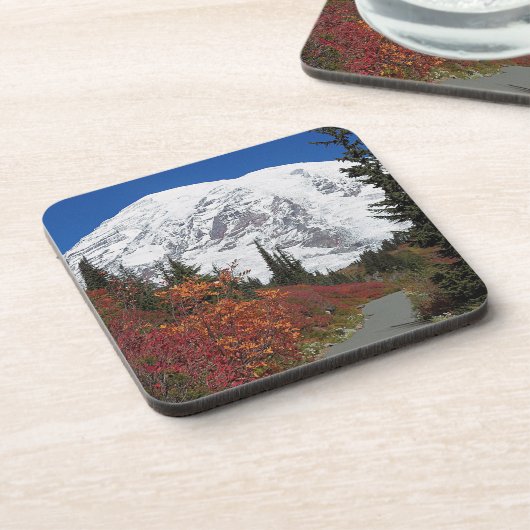 Mount Rainier Wandelpad Herfst Kleur Bier Onderzetter (Linkerzijde)